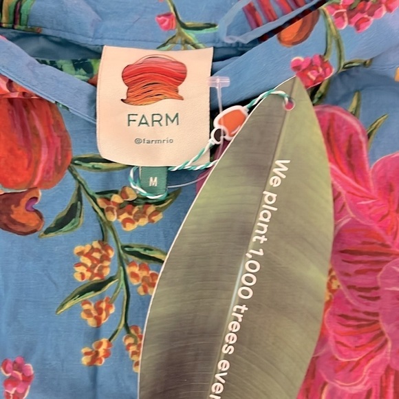 Farm Rio Toucans Garden Tiered Cotton Mini Skirt in Blue. size M - Picture 6 of 11